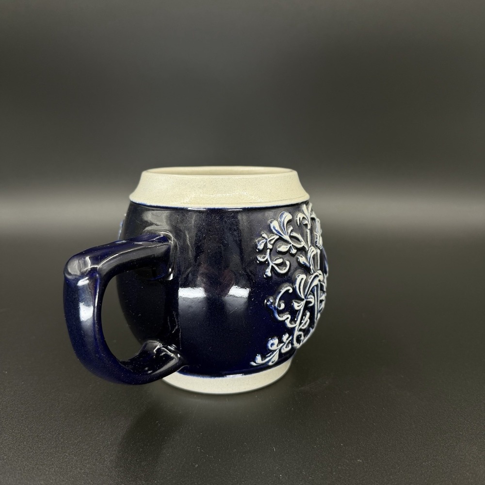 Original Gerzit West Germany Cobalt Blue Relief Hunting Beer Stein Mug - Picture 5 of 8